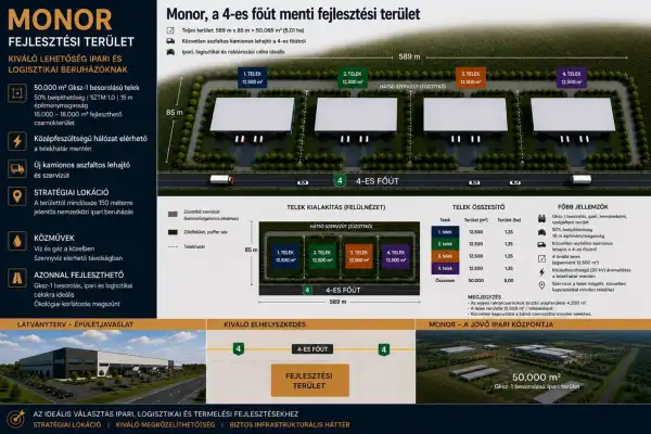 Eladó ipari ingatlan, Monor 12500 m² 187.5 M Ft + Áfa