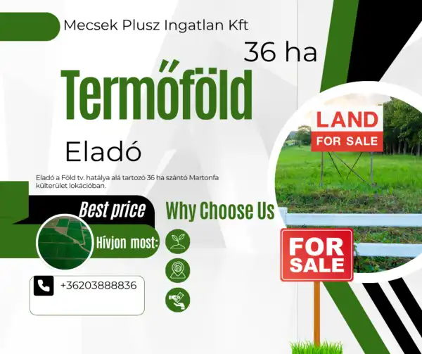 Eladó Szántó, Martonfa 360000 m² 118 M Ft